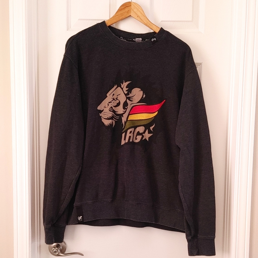 Vintage 🔄 LRG || Lion Embroidered Rasta Crewneck Sweater, XL, Black